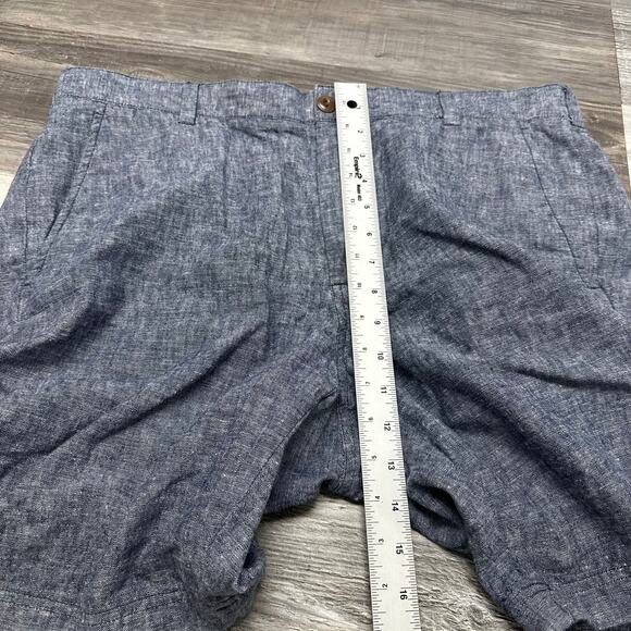 Brooks Brothers Red Fleece Blue Tan Mens 36 Flat Front Linen Chino Shorts EUC - Picture 7 of 10